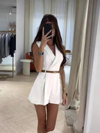 Eleganter ärmelloser Damen-Jumpsuit mit Gürtel – ideal für den Sommer