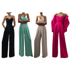 Elegantes Abend-Jumpsuit mit weitem Bein und V-Ausschnitt